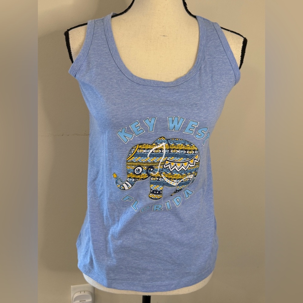 Tsunami Surf Co. coastal blue Tank top Key West Florida elephant graphic SZ SM